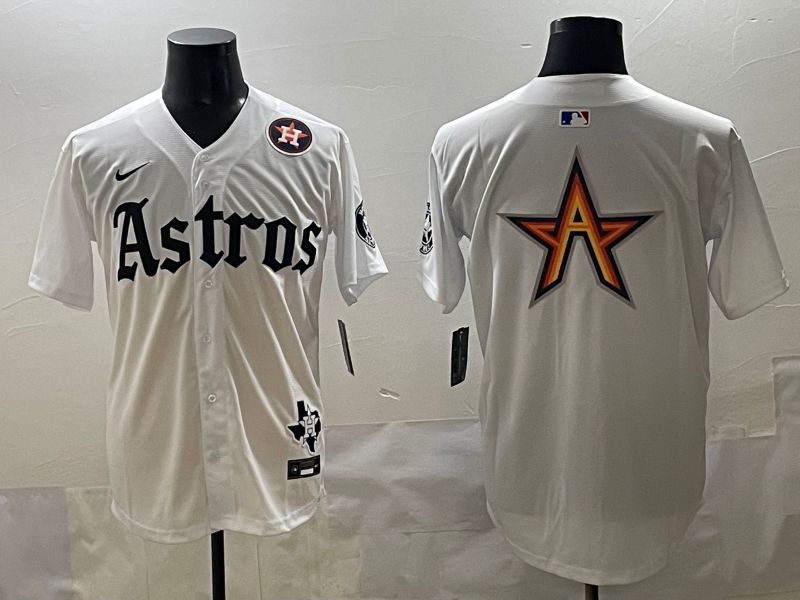 Men 2025 Houston Astros Blank White Five generations Joint Name Nike MLB Jersey style 15->houston astros->MLB Jersey
